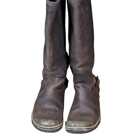 Sorel Boots Womens 6.5 Leather Slimpack Riding Snow Winter Tall Cozy NL2108-326 - Picture 5 of 11